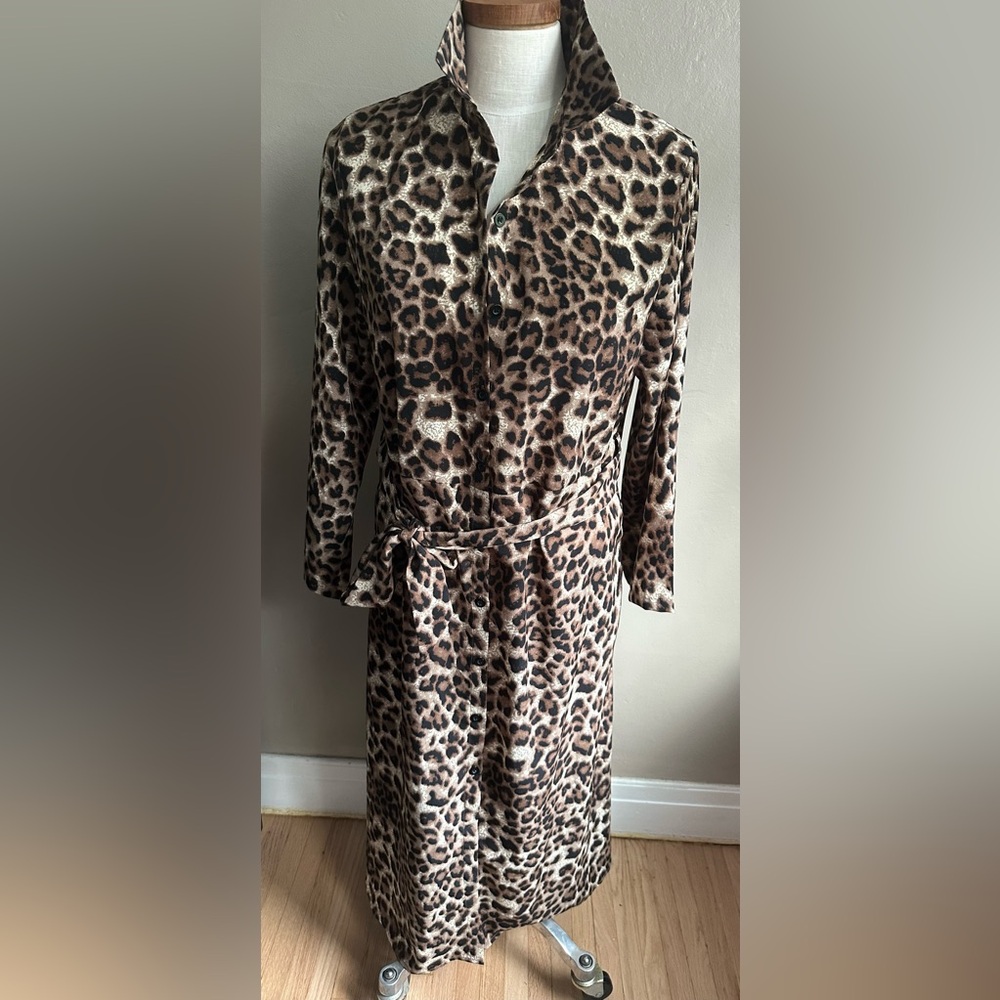 Leopard Shirt Dress Large